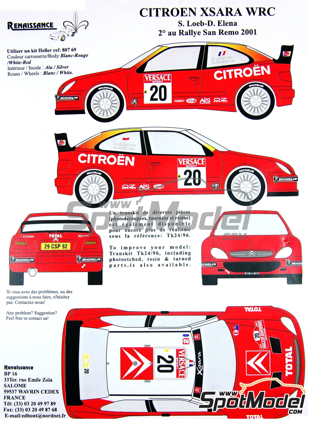 Renaissance Models TK24/110: Marking / livery 1/24 scale - Citroen